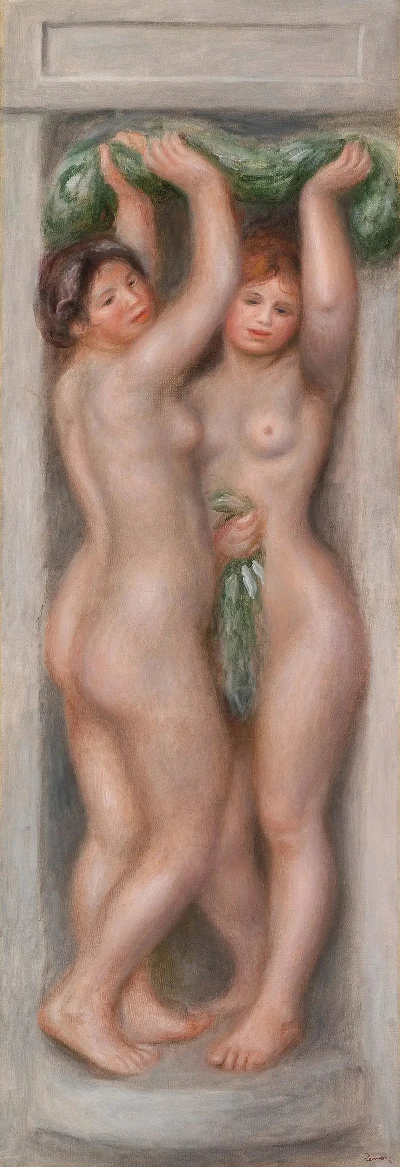 Cariátides (Cariátides); também chamado de Duas banhistas (painel decorativo) - Pierre-Auguste Renoir