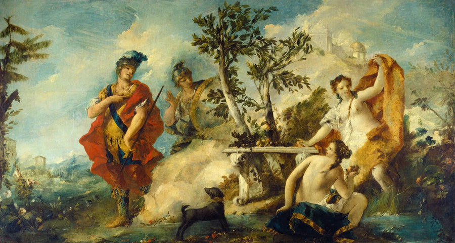 Carlo e Ubaldo resistentes aos encantamentos das ninfas de Armida - Francesco Guardi