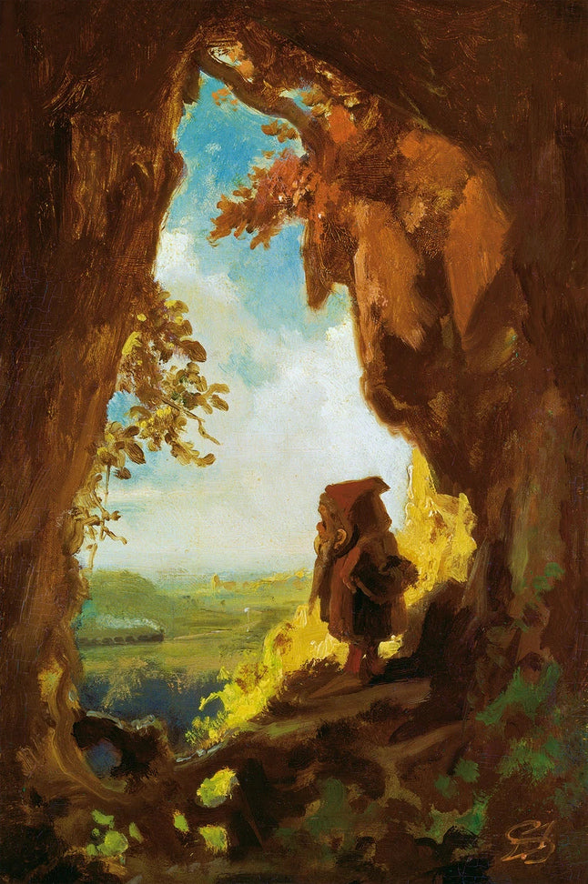 Der Gnom, Eisenbahn betrachtend (Le Gnome regardant le train) - Carl Spitzweg
