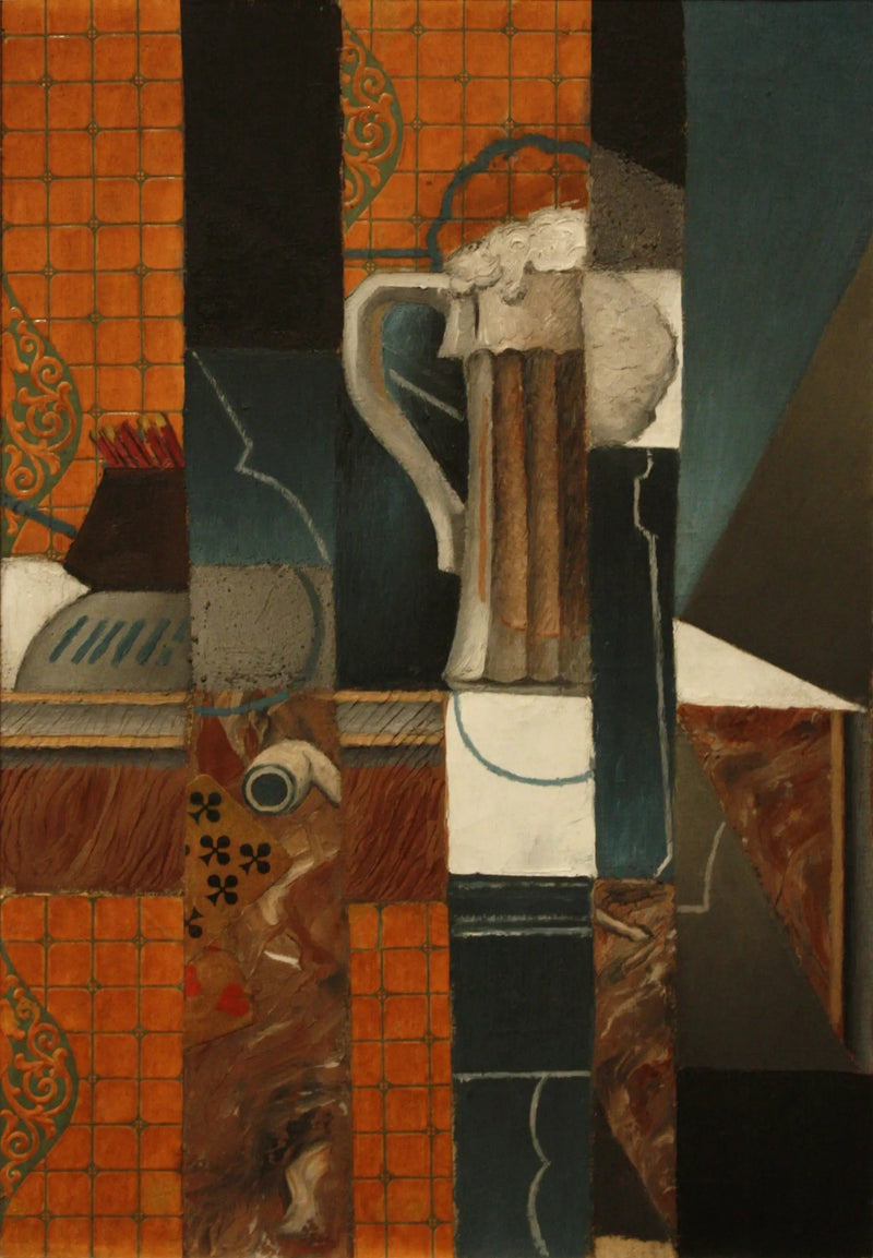 Cartas de baralho e copo de cerveja - Juan Gris