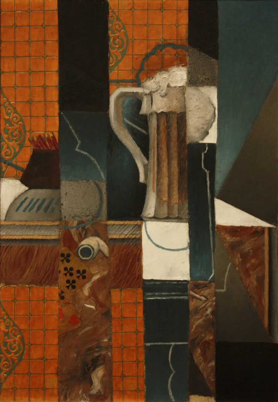 Cartas de baralho e copo de cerveja - Juan Gris