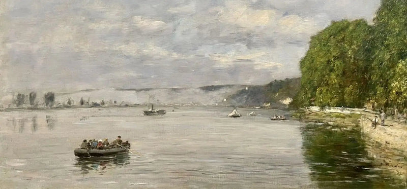 Caudebec-en-Caux, barcos no Sena - Eugène Boudin