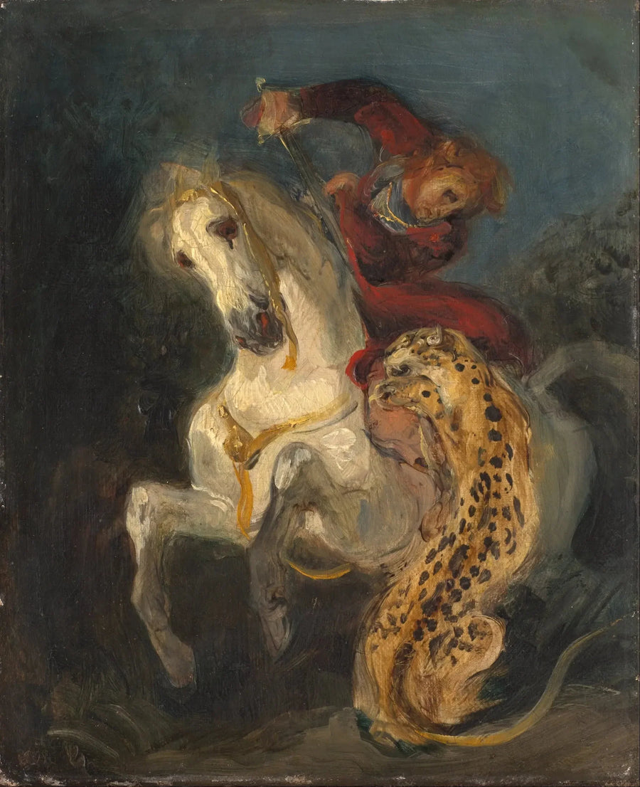 Cavaleiro atacado por um jaguar - Eugène Delacroix