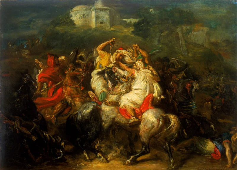 Cavalos árabes em combate - Théodore Chassériau
