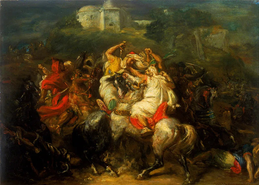 Cavalos árabes em combate - Théodore Chassériau