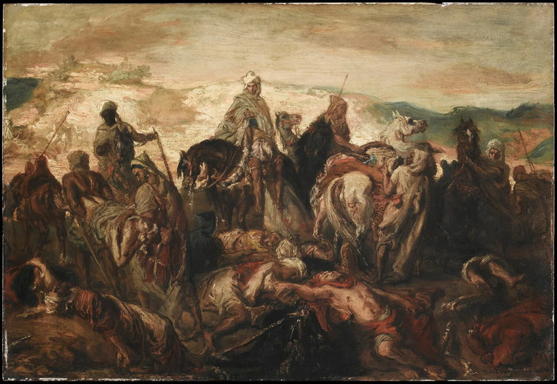 Cavalos árabes levando seus mortos, após uma batalha contra spahis - Théodore Chassériau
