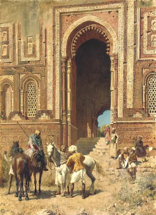 Cavalheiros indianos na porta de Alah-ou-din, Velha Delhi - Edwin Lord Weeks