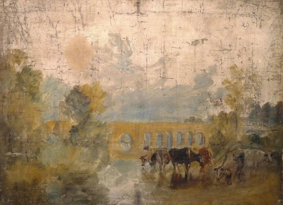 Caversham Bridge com Gado na Água - J. M. W. Turner