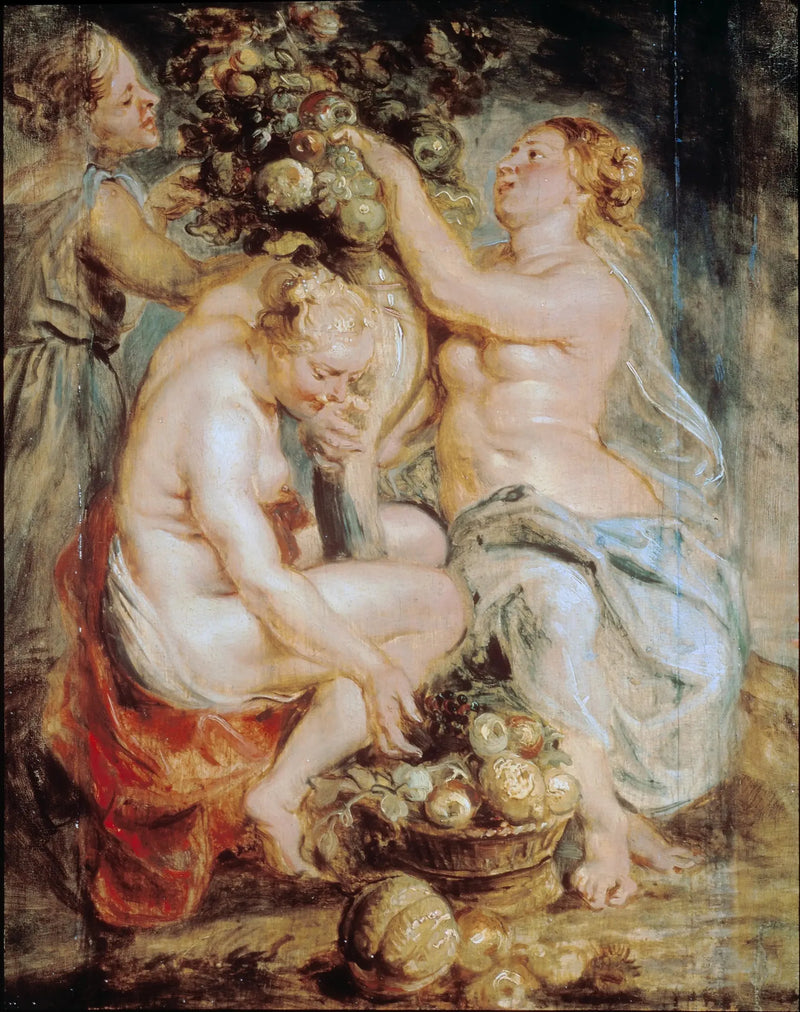 Ceres e duas ninfas com um chifre de abundância - Peter Paul Rubens