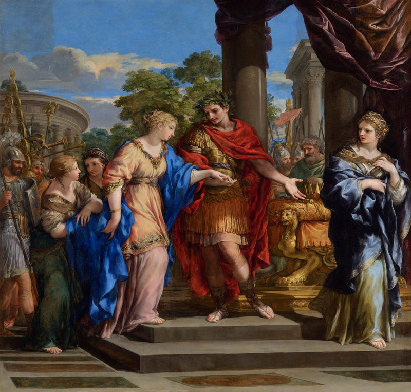 César coloca Cleópatra de volta no trono do Egito - Pietro da Cortona
