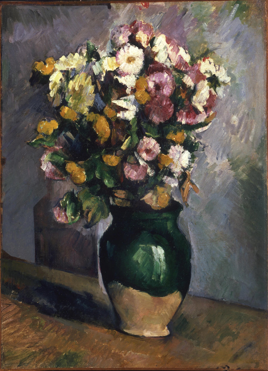 Flores em um vaso de azeitonas - Paul Cézanne