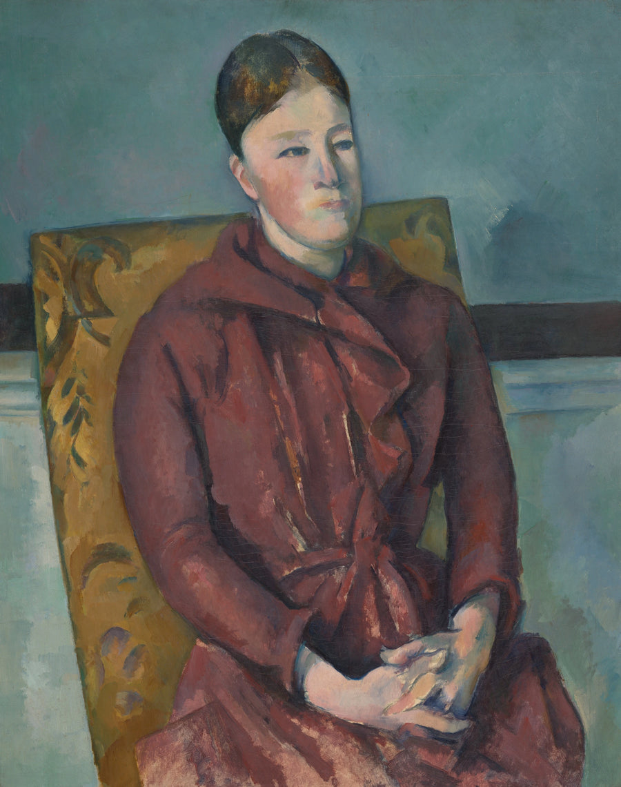 Madame Cézanne de vestido vermelho - Paul Cézanne