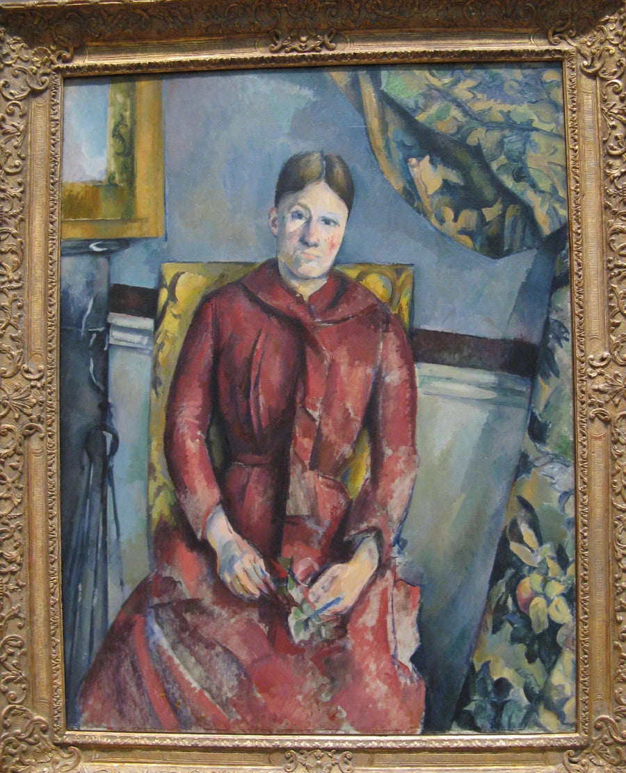 Madame Cézanne de vestido vermelho - Paul Cézanne