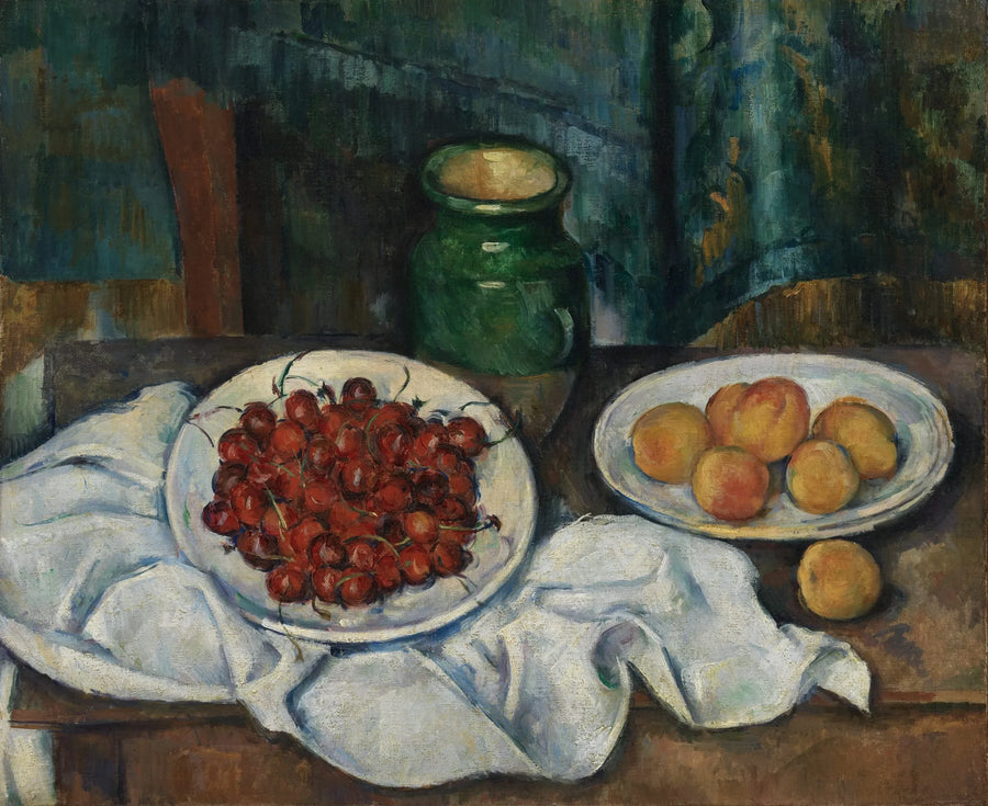 Damasco e cerejas em um prato - Paul Cézanne