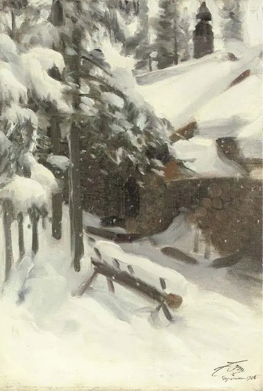 Chalé Gopsmor sob a neve - Anders Zorn