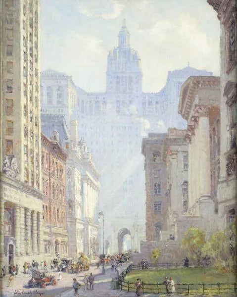 Chambers Street e a Prefeitura, Nova York. - Colin Campbell Cooper