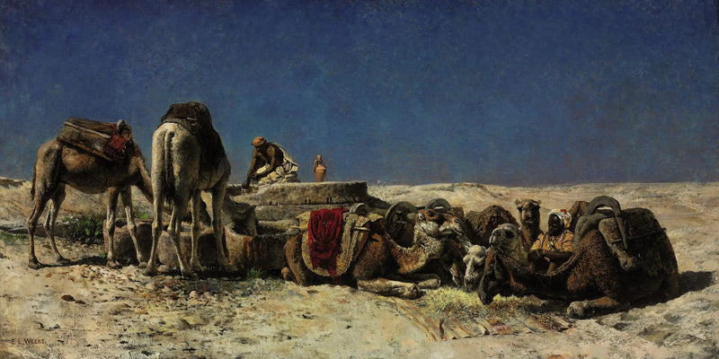 Camelos ao lado de um tanque - Edwin Lord Weeks