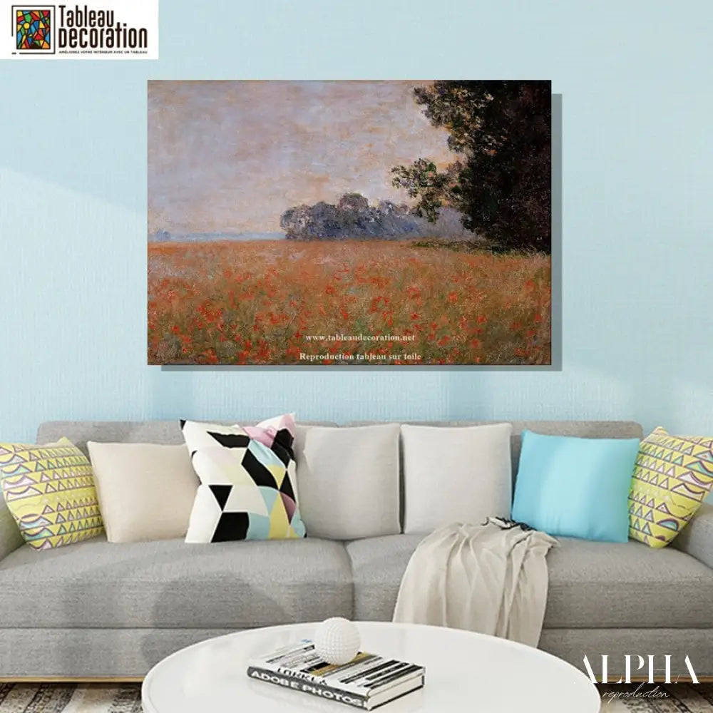 Champ d'avoine aux coquelicots - Tableau Monet - Reproductions de tableaux et peintures haut de gamme