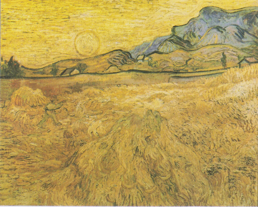 Campo de trigo com ceifeira e sol - Vincent van Gogh