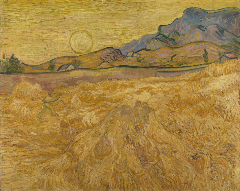 Campo de trigo com ceifeira e sol - Vincent van Gogh