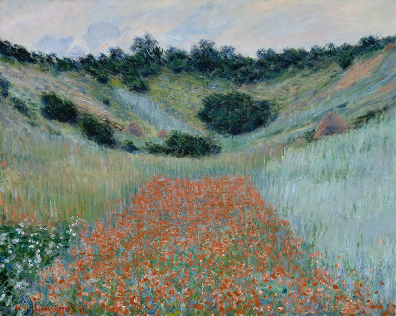 Campo de papoulas em uma depressão perto de Giverny - Claude Monet
