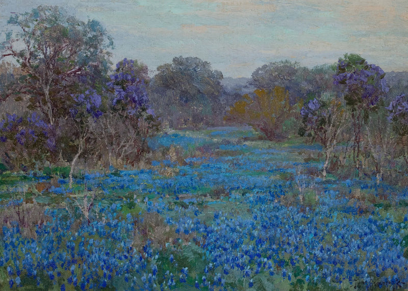Campo de lupinos azuis com árvores - Julian Onderdonk