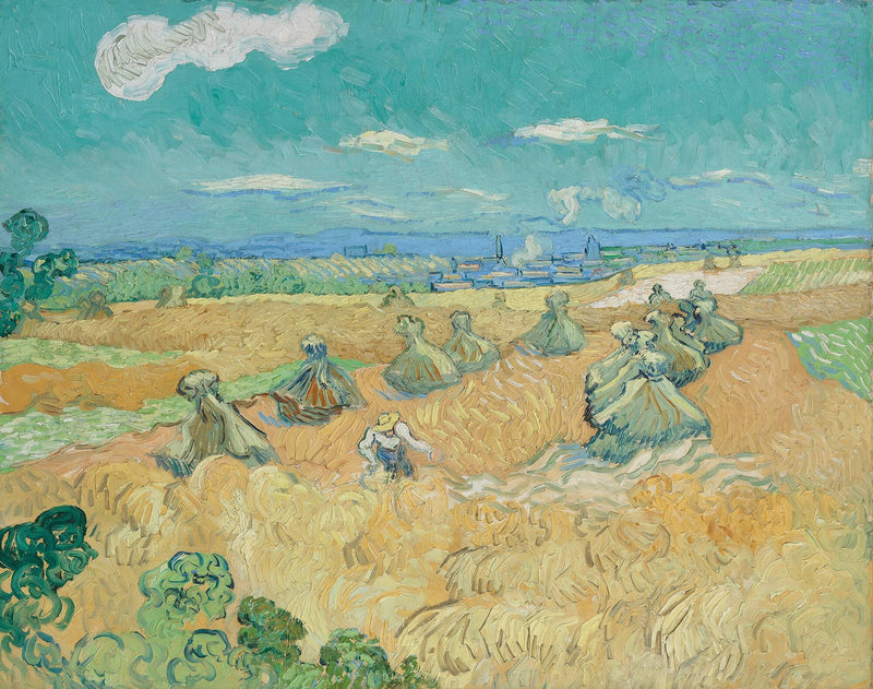 Campo de trigo com feixes e ceifeira - Vincent van Gogh