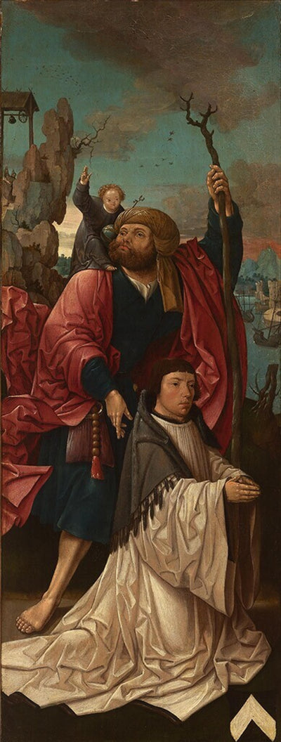 Chanoine Dirk Willemsz van Rietwijk avec Saint Christophe - Jacob Cornelisz van Oostsanen - Alpha Reproduction