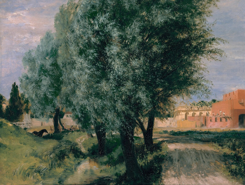 Canteiro de obras com salgueiros - Adolph von Menzel