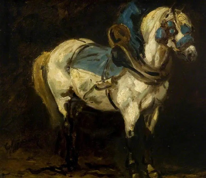 Carregador cinza com arreios azuis - Théodore Géricault