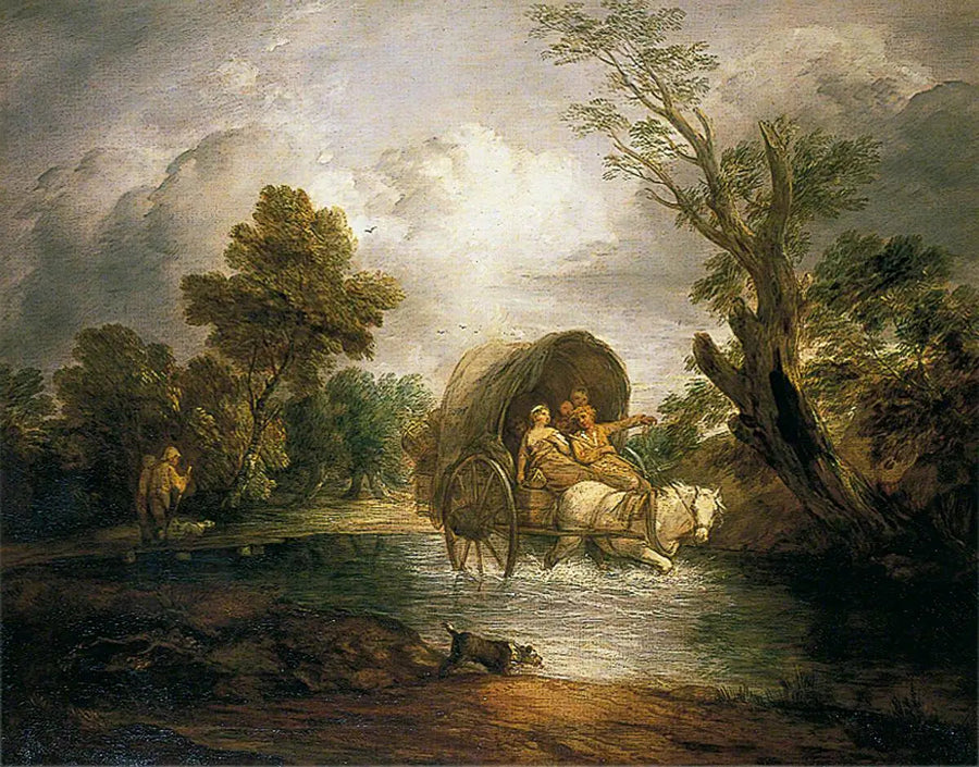Carruagem de campanha atravessando um riacho - Thomas Gainsborough