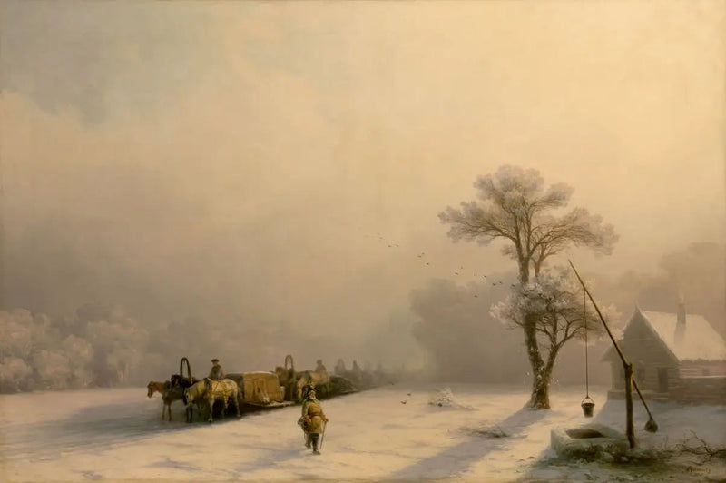 Carruagens de inverno na estrada - Ivan Aïvazovski