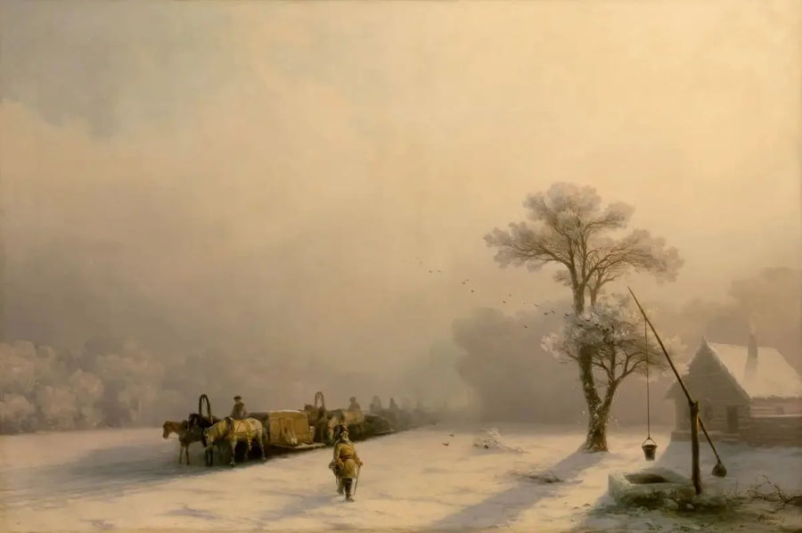 Carruagens de inverno na estrada - Ivan Aïvazovski