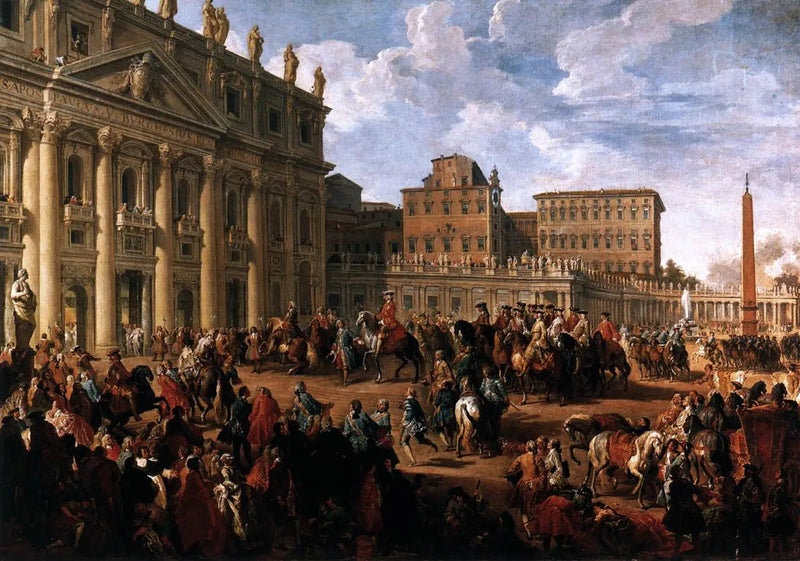 Charles de Bourbon visitando a Basílica de São Pedro - Giovanni Paolo Panini