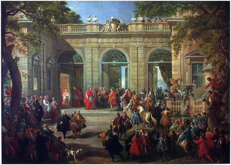 Charles de Bourbon visitando o Papa Bento XIV no Café do Quirinal - Giovanni Paolo Panini