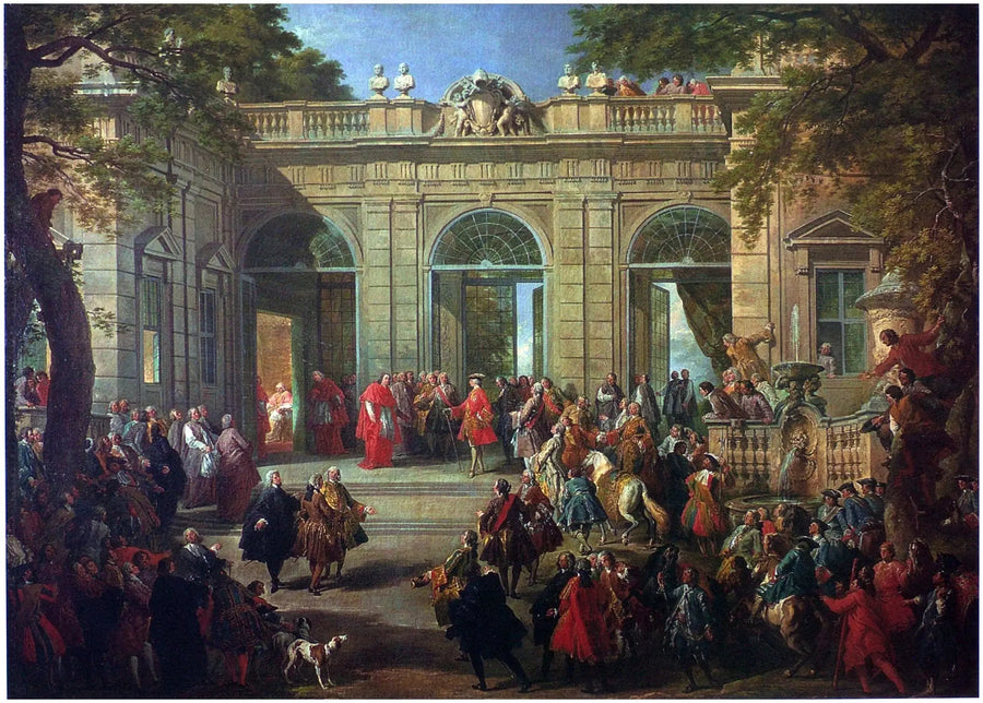 Charles de Bourbon visitando o Papa Bento XIV no Café do Quirinal - Giovanni Paolo Panini