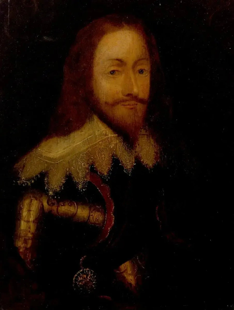 Carlos I (1600-1649), de armadura e usando a Ordem do Cardo - Antoine van Dyck