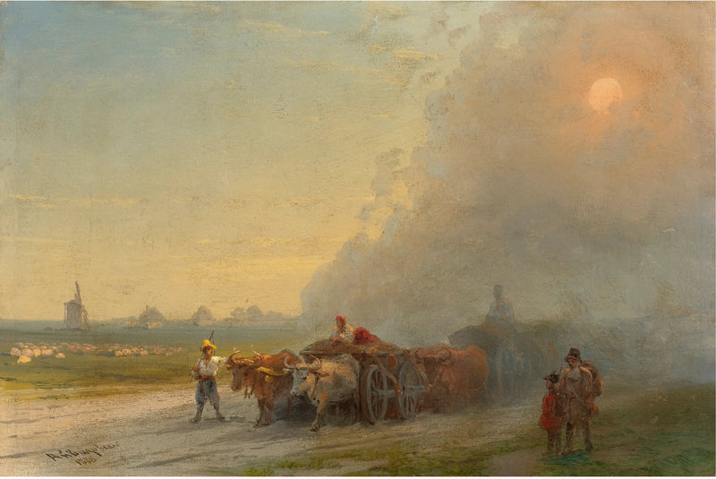 Charretes de bois na estepe ucraniana - Ivan Aivazovsky