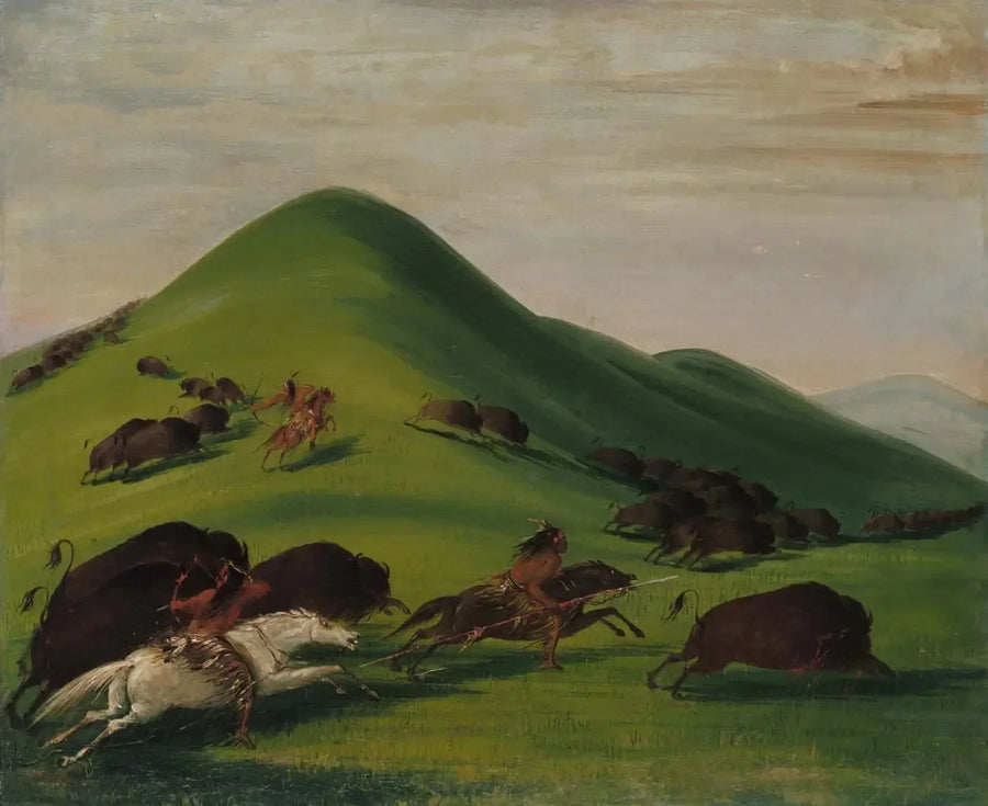 Caça ao bisão na Prairie Bluffs - George Catlin