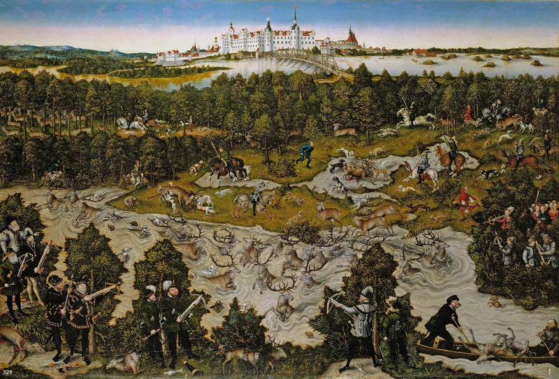 Caça ao castelo de Torgau em homenagem a Fernando I - Lucas Cranach, o Velho
