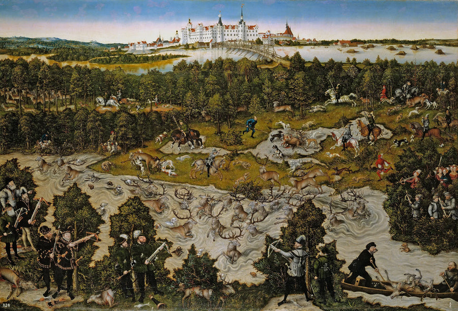 Caça ao castelo de Torgau em homenagem a Fernando I - Lucas Cranach, o Velho