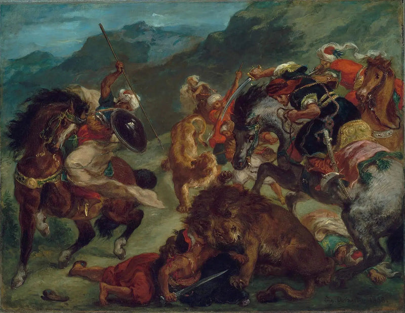 Caça ao leão - Eugène Delacroix