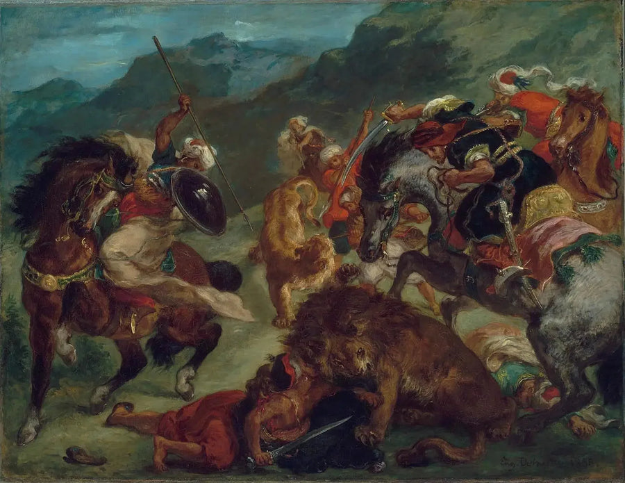 Caça ao leão - Eugène Delacroix