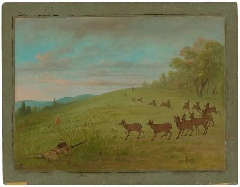 Caça aos antílopes - Assinneboine - George Catlin