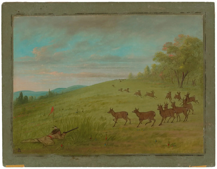 Caça aos antílopes - Assinneboine - George Catlin