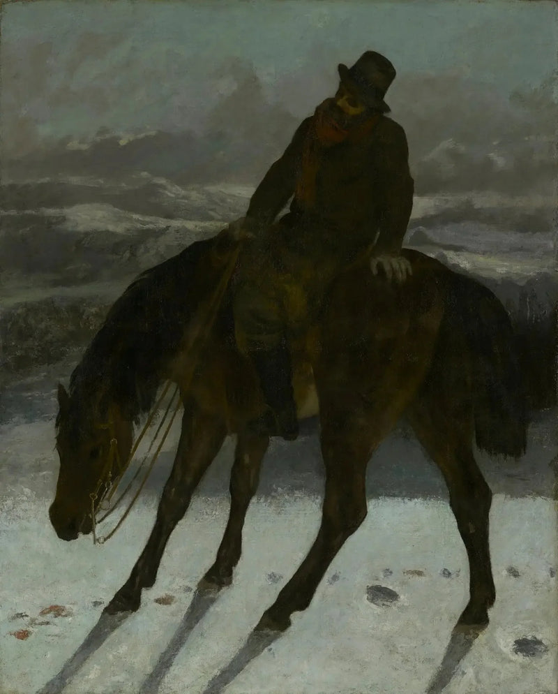 Caçador a cavalo encontrando a pista - Gustave Courbet