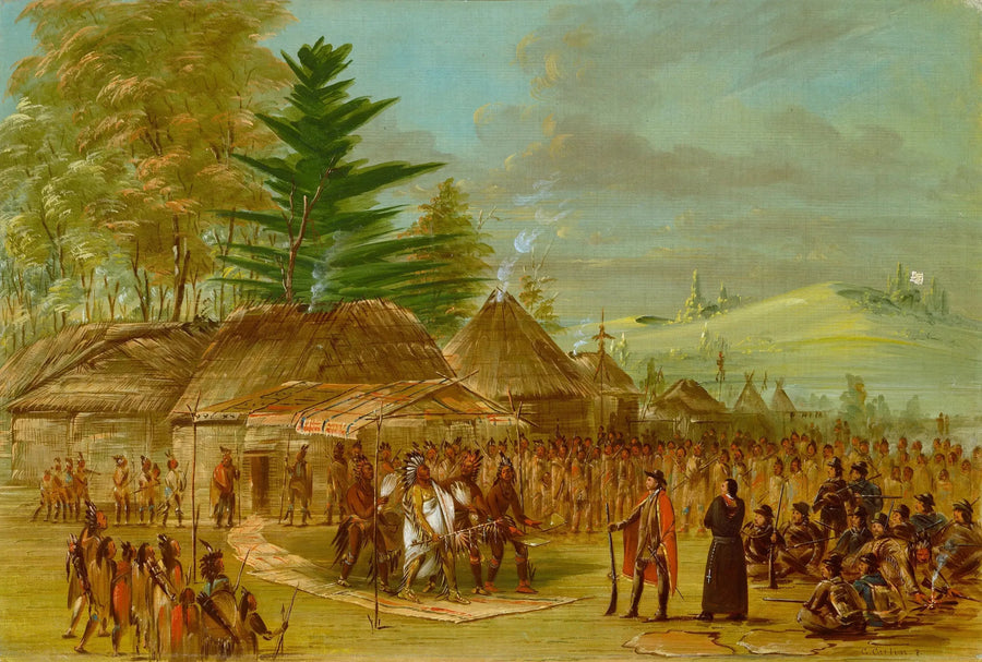 Chefe dos Índios Taensa recebendo La Salle. 20 de março de 1682 - George Catlin