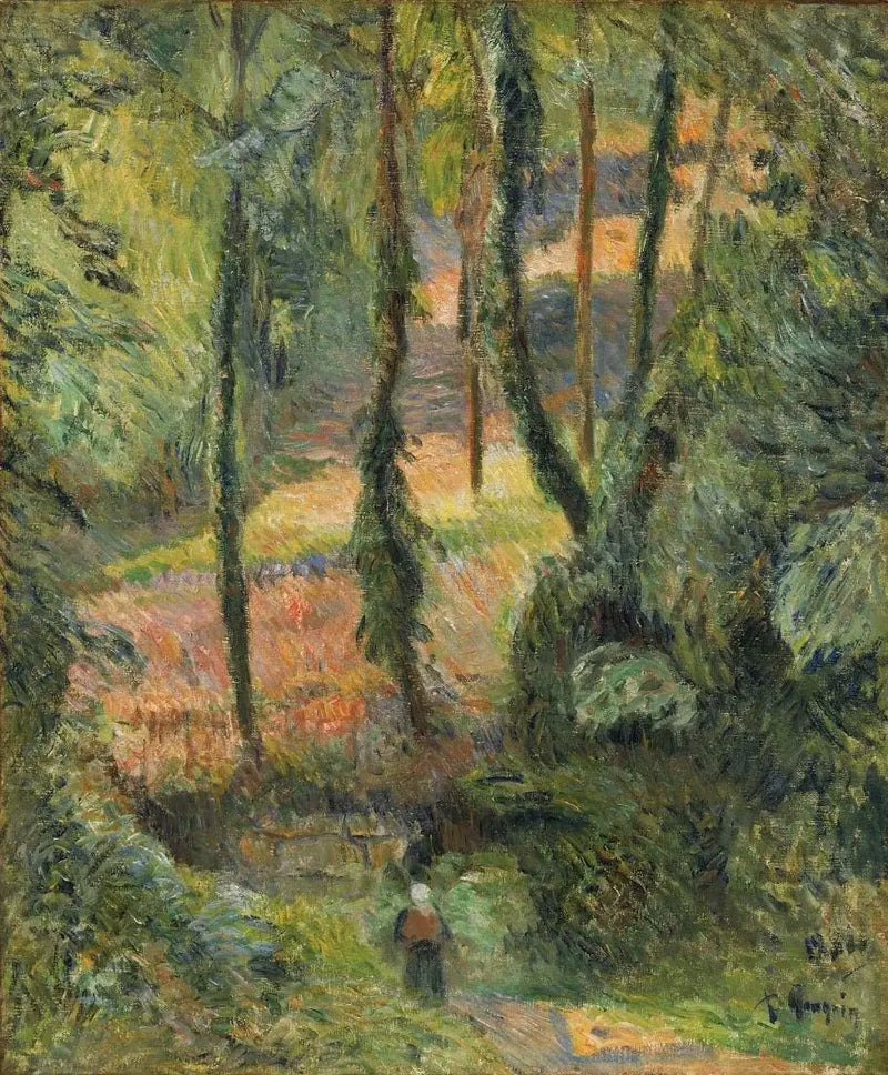 Caminho estreito em uma encosta arborizada - Paul Gauguin