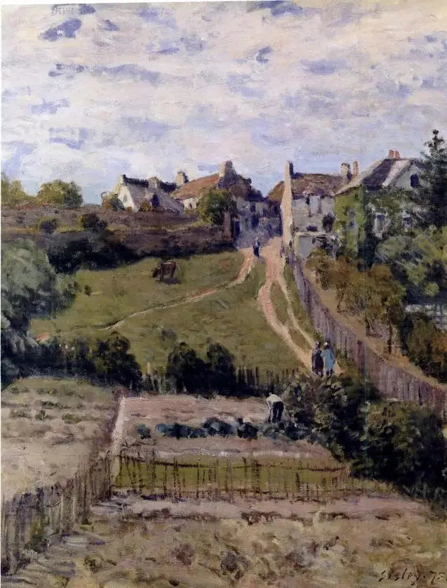 Caminho em subida. Um canto da aldeia de Andrésy - Alfred Sisley