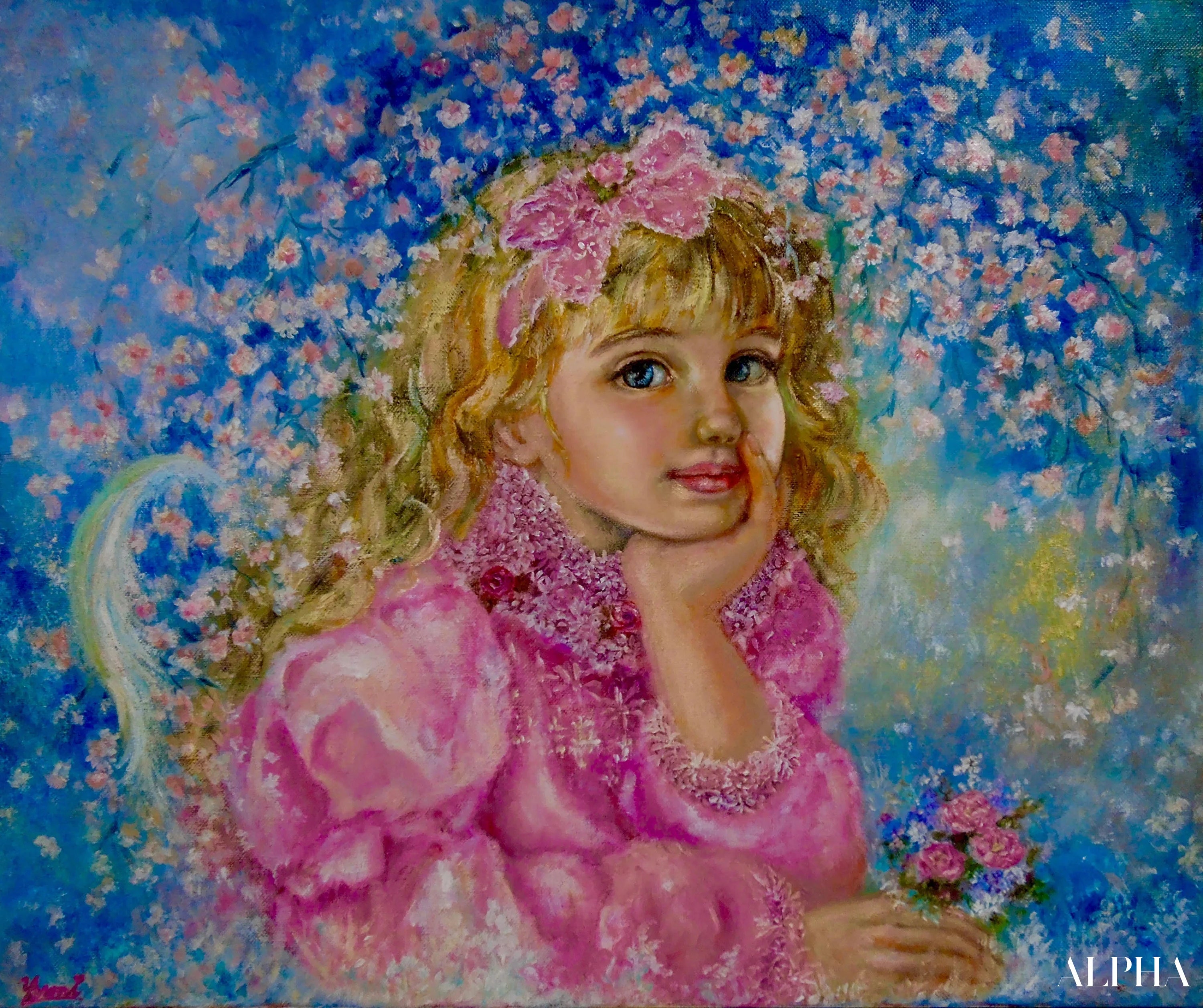 Cherry Blossom Angel - Yumi Sugai Reproductions de tableaux à la peinture à l’huile